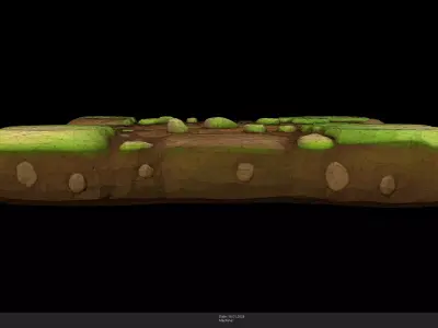 Stylized Mossy Stone Floor Game Ready - AI Low-poly 3D model