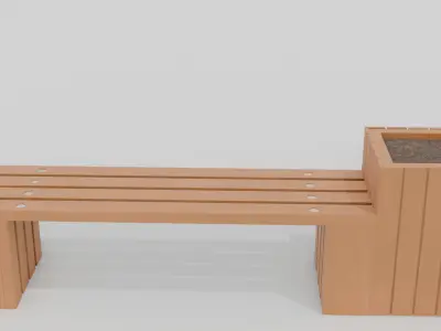 Outdoor Wooden Bench 12 Low-poly 3D model