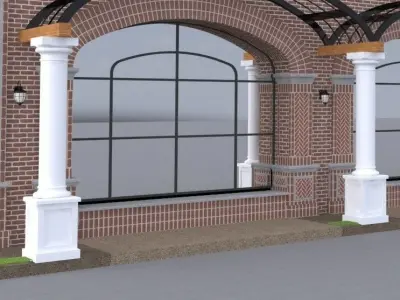 ARCHED WINDOW STOREFRONT FULL HEIGHT 3D model