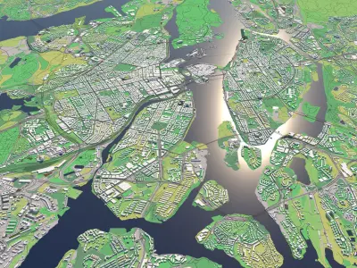 Stockholm Sweden 30x30km City Map 3D model