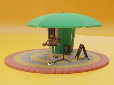 Coffee Cup Kiosk Scene  3D model