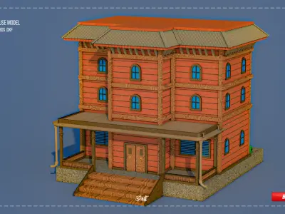 Nepali Architecture House 3D Model 3D model
