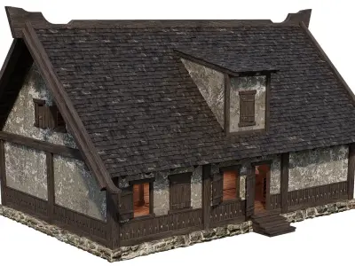 Old Medieval House Building 4K Textures GameReady 93 Low-poly 3D model
