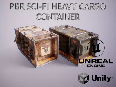 PBR Sci-Fi Heavy Cargo Container Low-poly 3D model