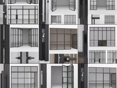 Aluminium door x9 3D Model Pack