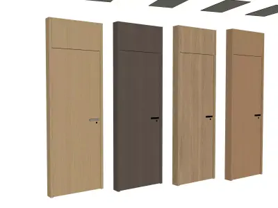 door Modern Wooden Interior Door with Furniture architectural 3D model get