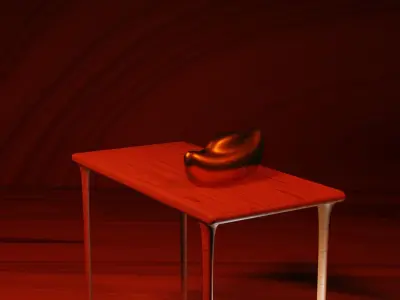 Wooden table with square legs Free low-poly 3D model