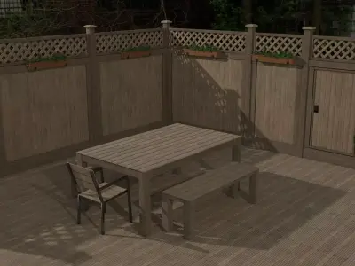 Lowpoly modular set of wooden fences and doors Low-poly 3D model