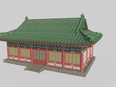 Asian ancient architecture palace bedroom 3D model