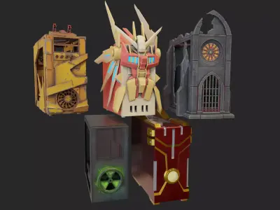 pc case rgb collection computer mod pack lowpoly