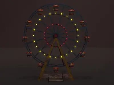 old cartoon ferris wheel Low-poly 3D model