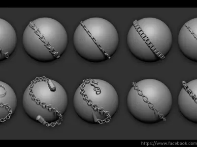 Zbrush - Chains IMM Brush and Meshes 3D model