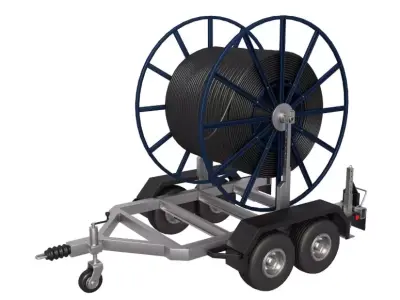 Broadband Cable Drum With Trailer 3D model