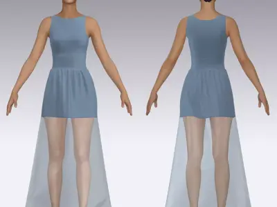 Ice blue light color and shoulder dart bra and belt dart  Low-poly 3D model