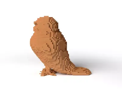 Owl Minecraft Voxel Low-poly 3D model