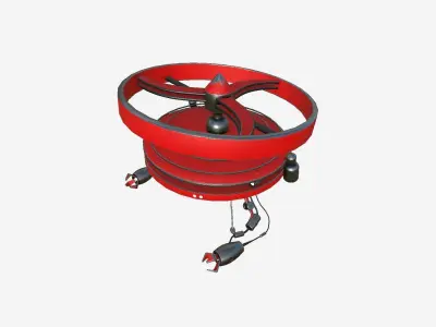 Flying Robot I04 Red - SciFi Character Design Low-poly 3D model