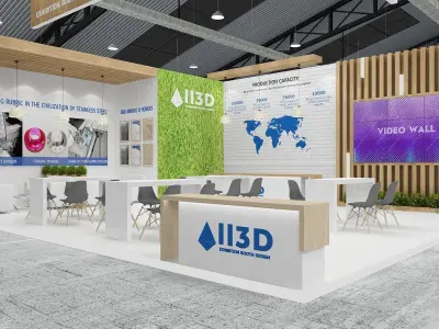 Exhibition Stand Stall Two Side Open 8X10 WITH HALL 3D model