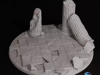 Ancient Ruins Base Set  25 -32 -40 -50mm Pre-supported for SLA 3D print model