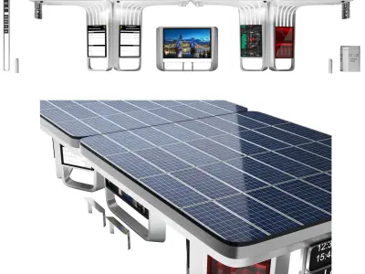Sustainable urban solar bus station 3D model