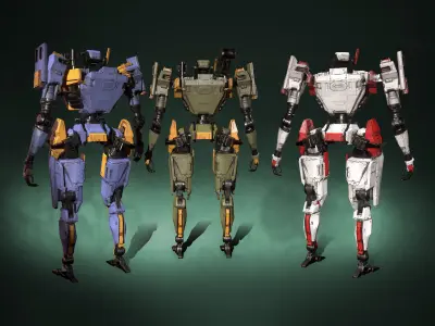 Humanoid Robot 02 Heavy Armor Low-poly 3D model Low-poly 3D model