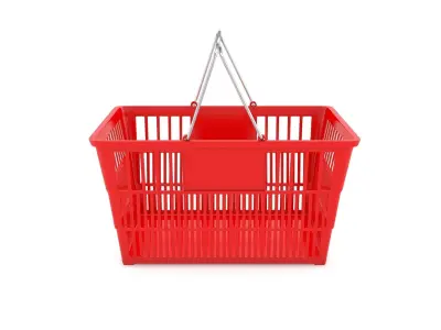 Supermarket Hand Baskets with Chrome Handles 3D model
