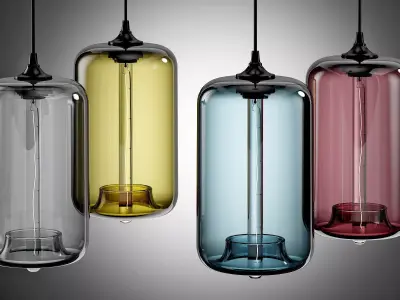 Pod glass pendant light 3D model