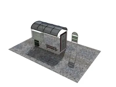 Low poly Bus stop Low-poly 3D model