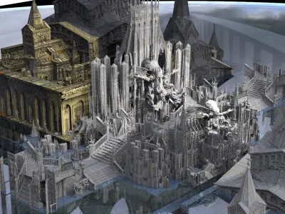 Deep alien Cult Temples 1 kit bash 3D model