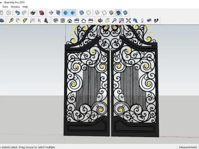 3d model of iron gate art exterior villa architecture 3D model 3D model
