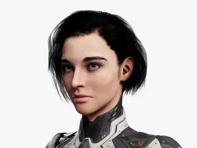 Female Sci Fi Girl Low-poly 3D model