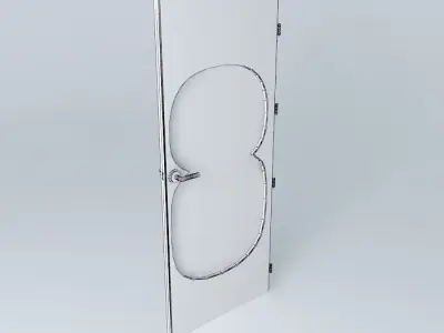 Wording "8", 3D door, very detail with glass,  lock and hinger. Free 3D model