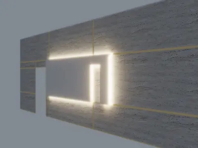 paneling led wall light with square shape 3D model