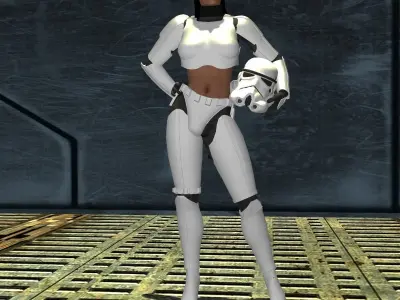Femtrooper female stormtrooper on platform 3D model