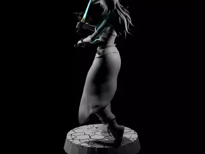 Futuristic Japanese Warrior Woman with Dual Energy Daggers 3D print model