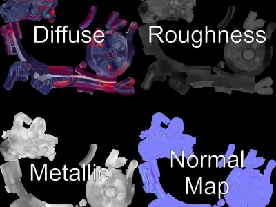 Futuristic Robotic Glove Model Pack with LED Accents Low-poly 3D model