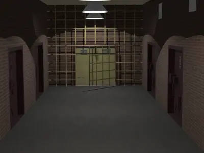 The Prision prison hallway with lights and brick walls Free 3D model