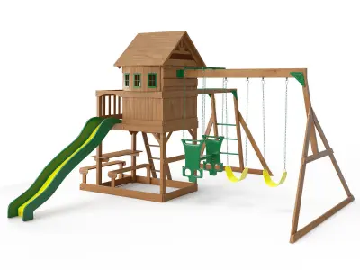 Springboro Wooden Swing Set 3D model