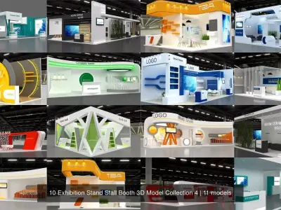 10 Exhibition Stand Stall Booth 3D Model Collection 4 3D Model Pack