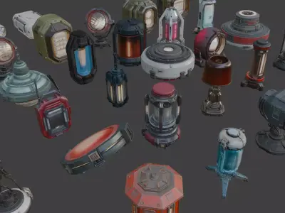 Sci-Fi Lamps Set 3D model