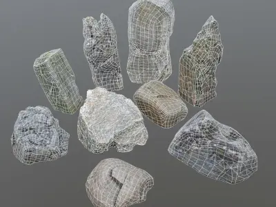 Photorealistic game-ready Stones Low-poly 3D model