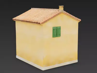 Mediterranean Yellow Stucco Cottage 3D Model Low-poly 3D model