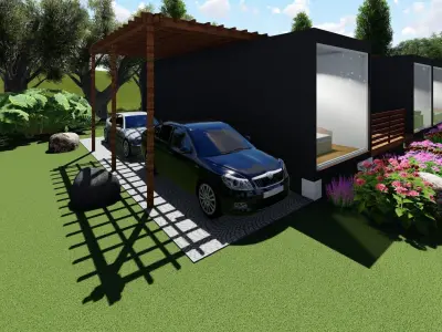 House with midlle terrace design 3D model