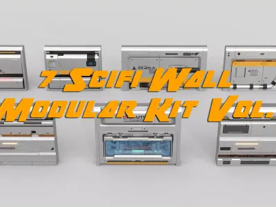 Scifi  Wall  Modular Kit Vol 1 Low-poly 3D model