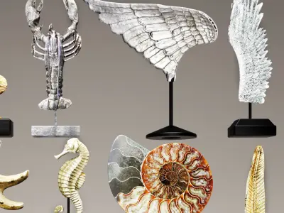 set Collection figurines statues  3D model