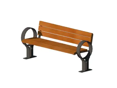 Outdoor bench sitting iron feet 3D model buy