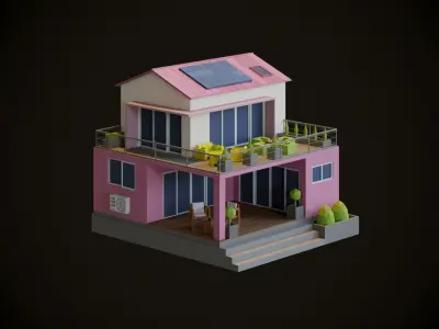 Cartoon Houses 3D model