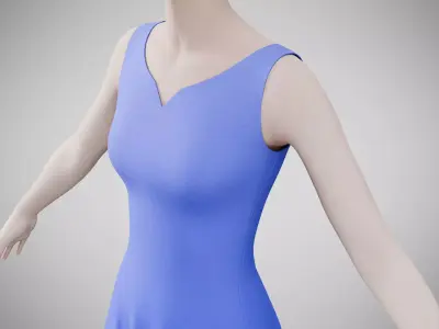 Dress 36 Very Light Blue Low-poly 3D model