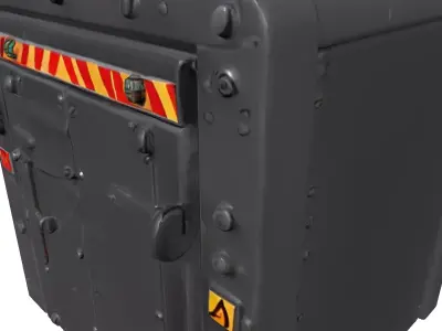 Damaged Industrial SciFi Bunker Door Low-poly 3D model