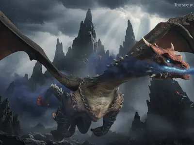  Fantasy Dragon Flying Animated Rigged For Maya 