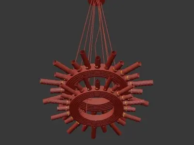 Majestic chandelier made of brass and glass 3D model